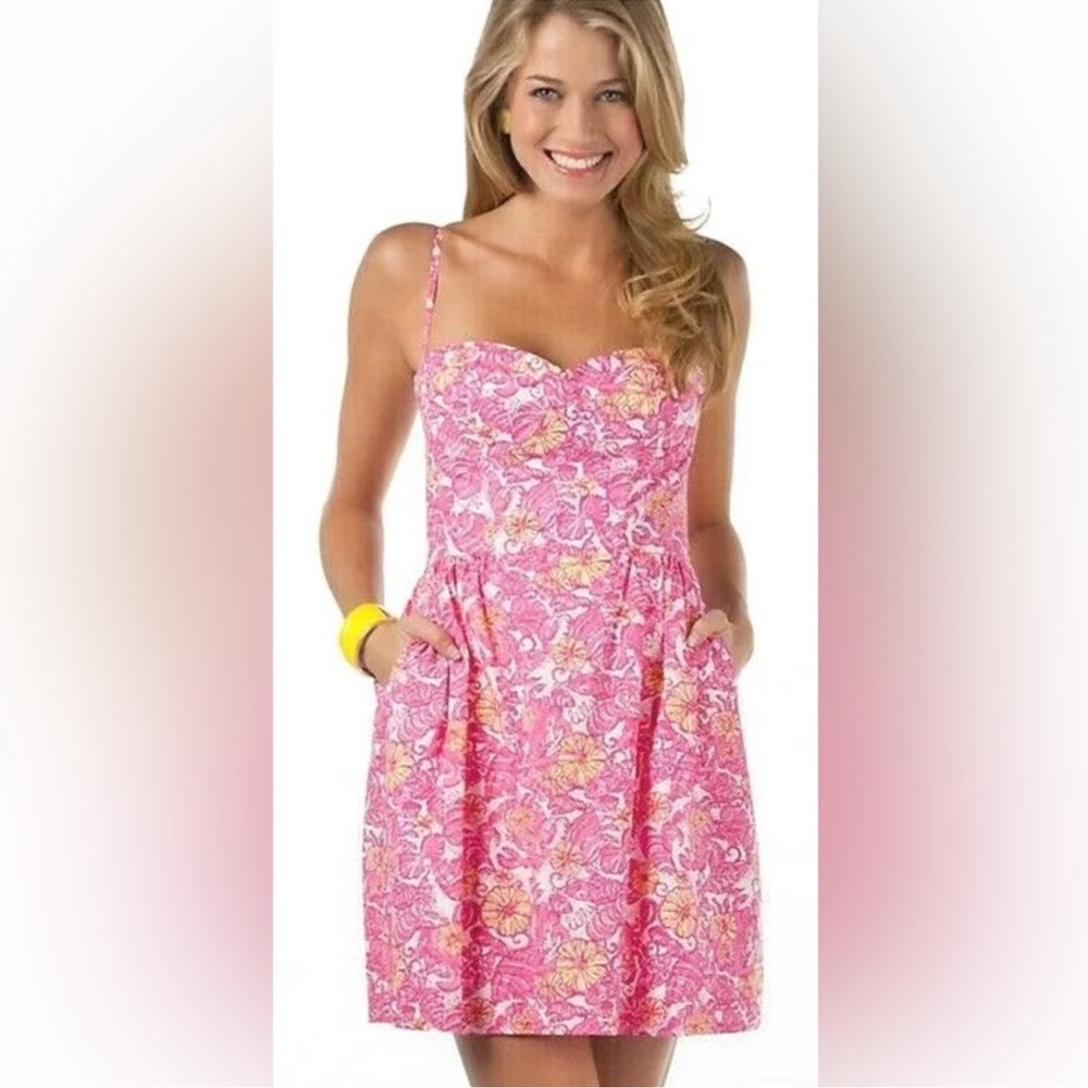 Vintage Lilly Pulitzer pink bustier dress sz 6